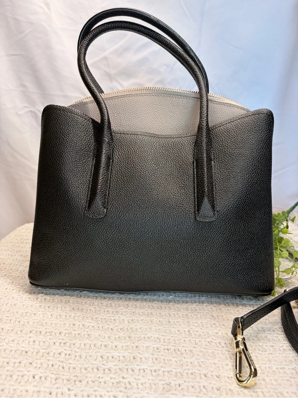 kate spade Black Pebbled Leather Satchel with Removable Strap